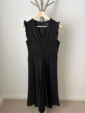 Maggy London Black Midi Dress with Ruffle Sleeves